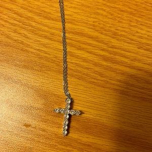 Cubic zirconia cross and chain. Never worn mint condition.